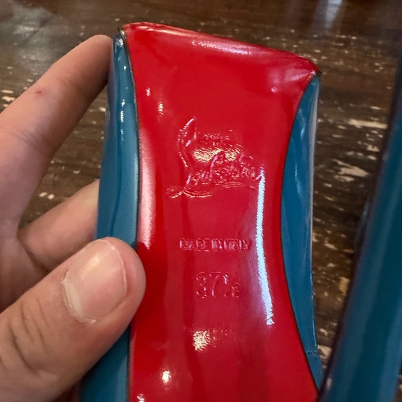 Christian Louboutin Pigalle 100 Patent Leather Pumps Petrol Blue | 39 - Picture 3 of 4